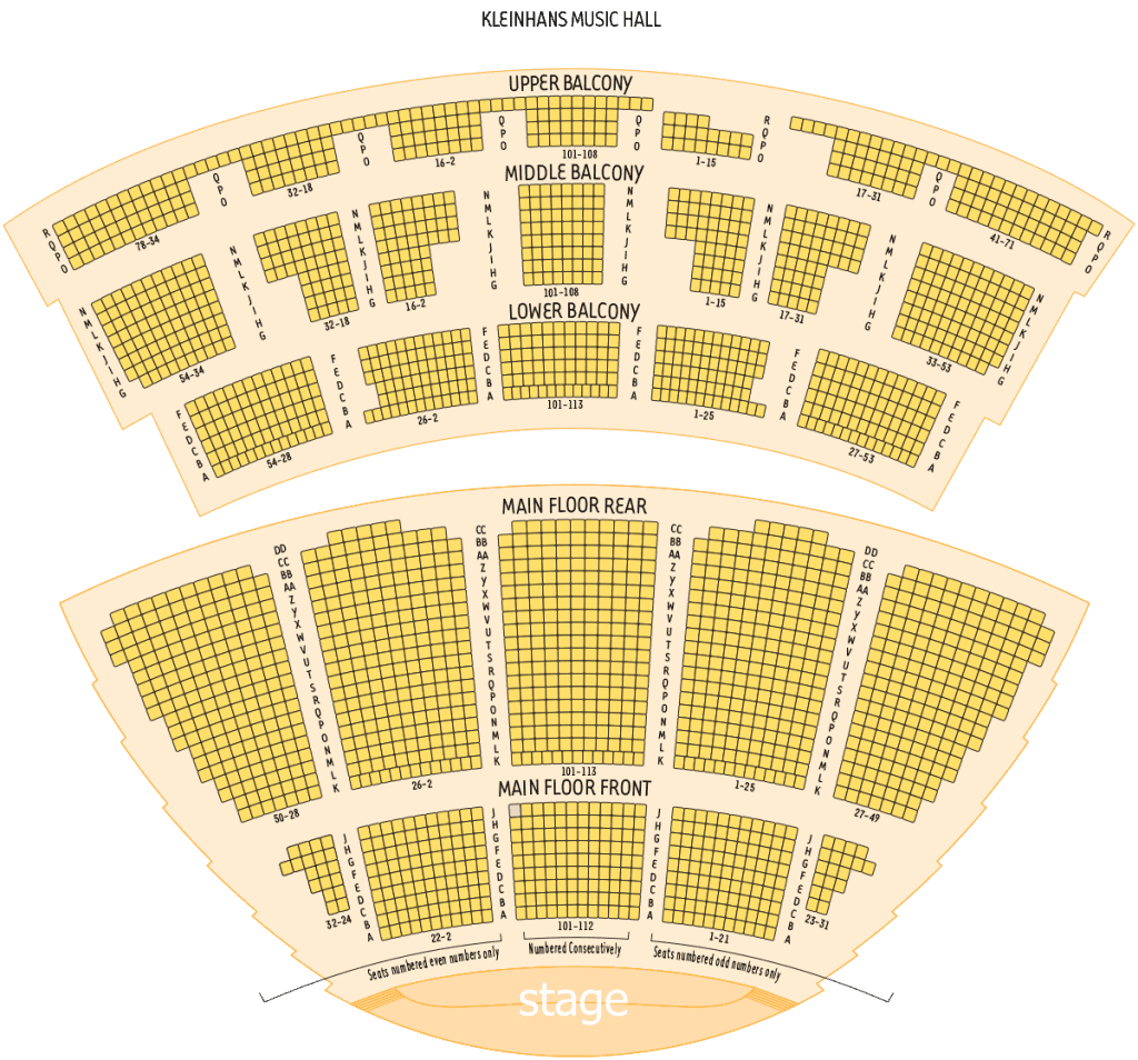 Seating Chart Kleinhans Music Hall